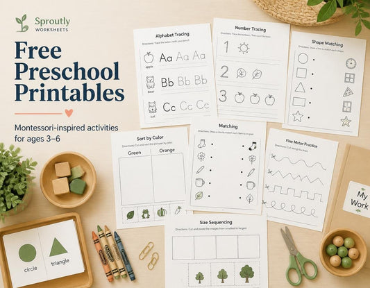 Free Preschool Printables and Montessori-Inspired Activities - Sproutlyworksheets