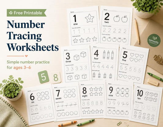 Free Printable Number Tracing Worksheets (Ages 3–6) - sproutly