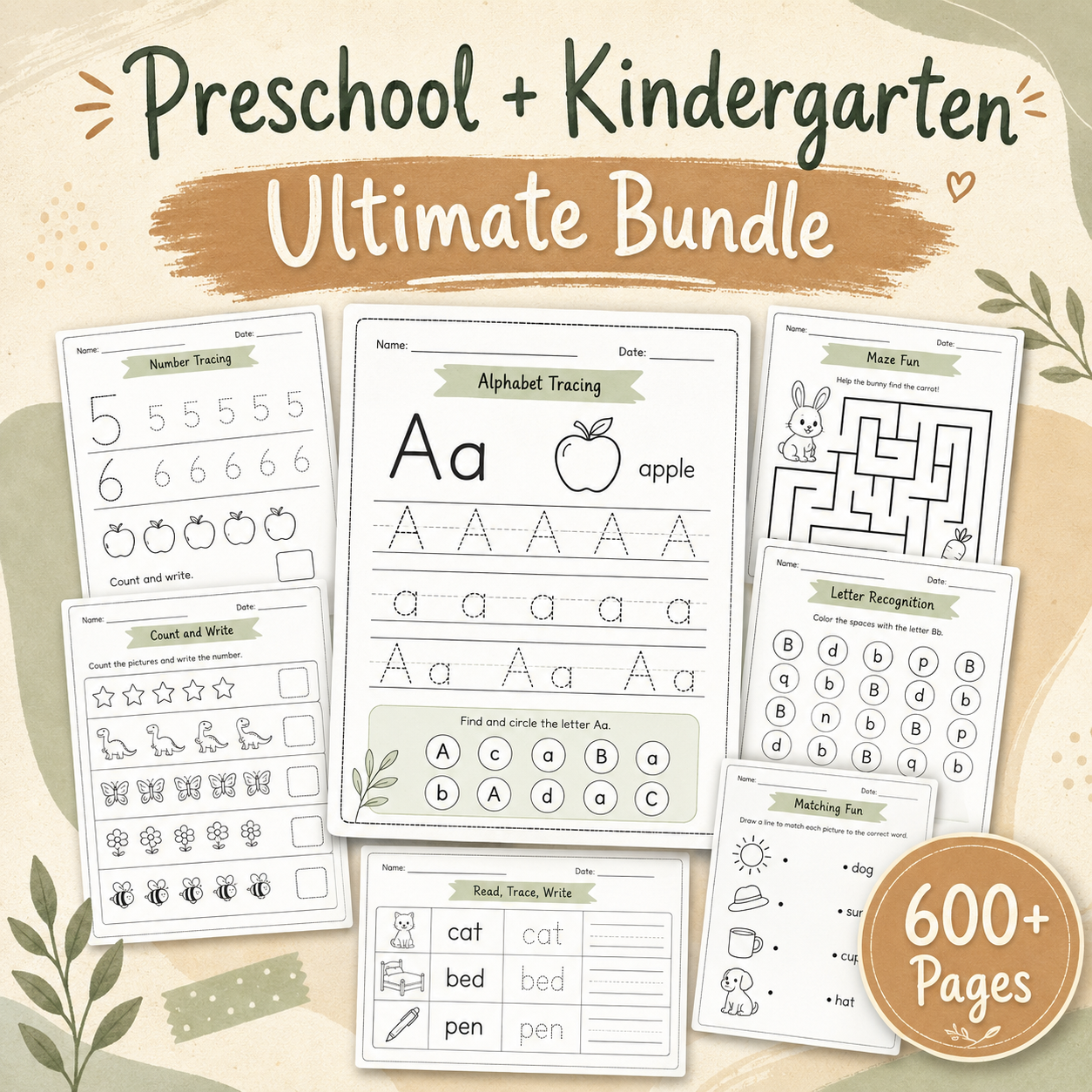 Stop wasting time searching for preschool worksheets online.