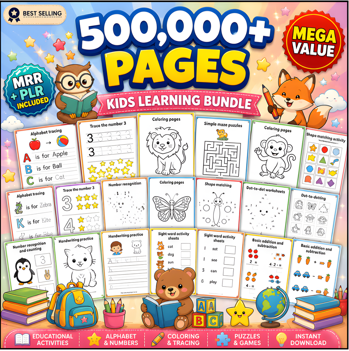 Mega Kids Learning Worksheets Bundle | Printable Activities & Games - Sproutlyworksheets
