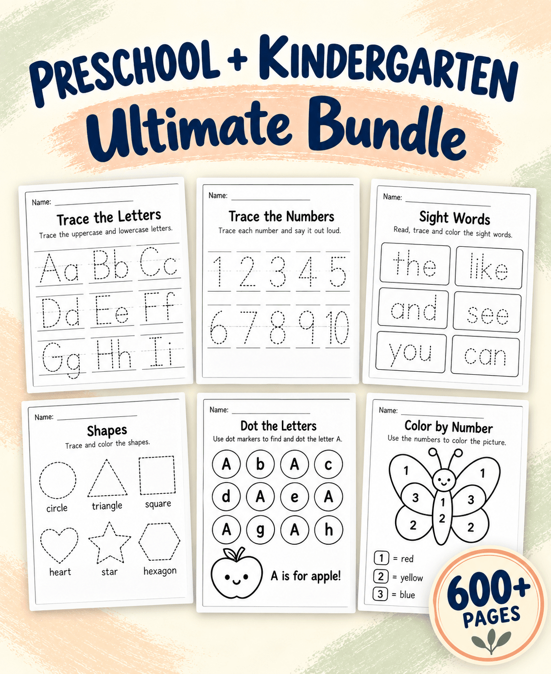 Ultimate Preschool & Kindergarten Worksheet Bundle - Sproutlyworksheets